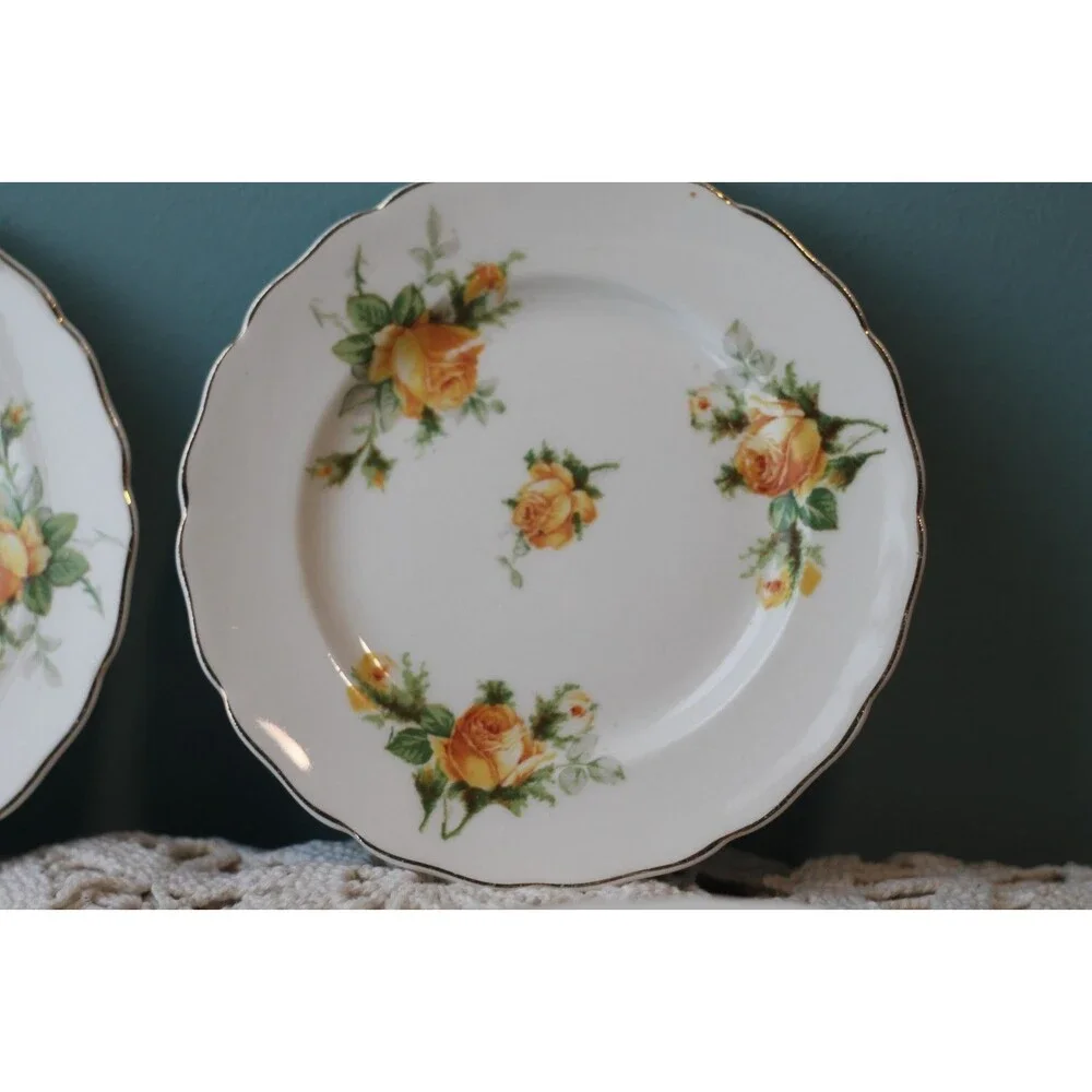 Canonsburg Yellow Rose Bread & Butter Plates 
